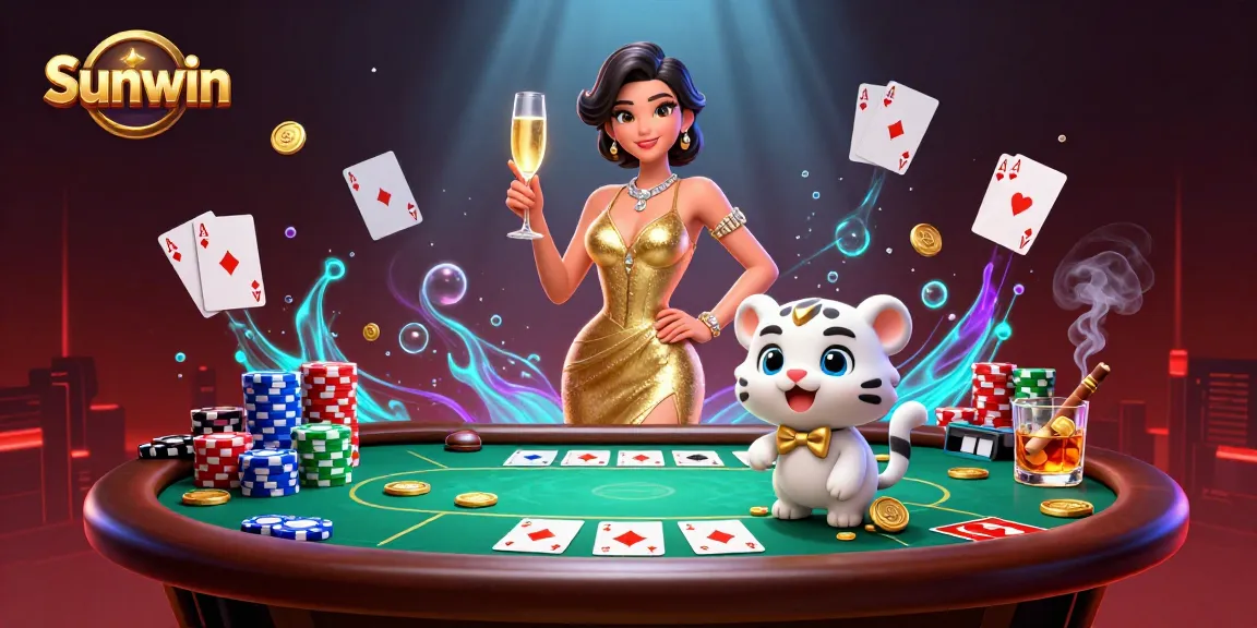 Experience thrilling wins with Sunwin in a vibrant 3D casino scene illustrating a fun gaming atmosphere.