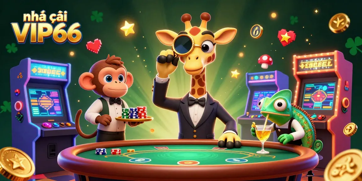 Experience villa excitement at nhà cái VIP66 with a vibrant 3D casino atmosphere and lively characters.