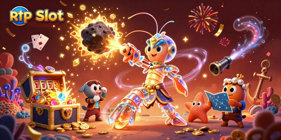 Engage with RTP Slot action featuring dynamic samurai mantis shrimp and vibrant casino elements.