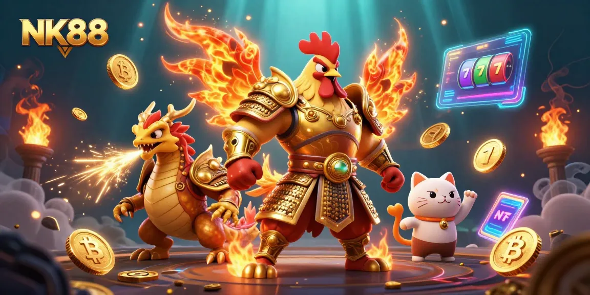 Engage with thrilling casino action featuring NK88's dynamic 3D characters and game elements.