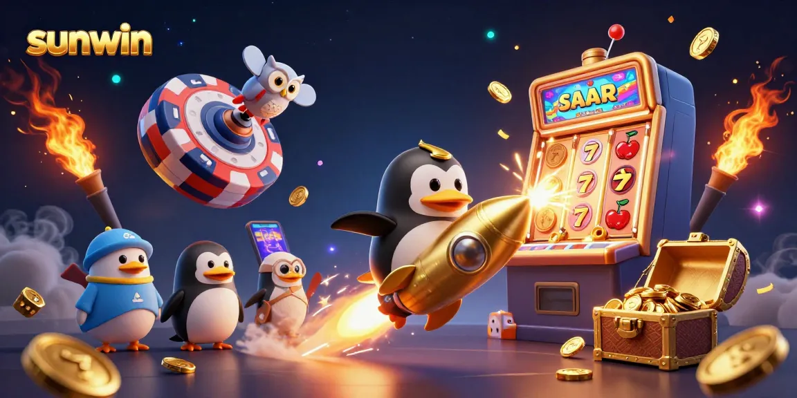Experience the thrill of wins at sunwin with a vibrant casino-themed illustration.