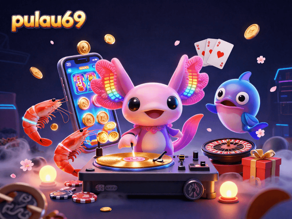 Engage with the dynamic pulau69 casino environment featuring a vibrant DJ scene and spinning slot games.