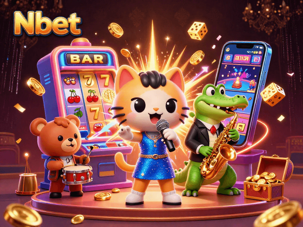 Nbet players discover a thrilling jackpot atmosphere with vibrant characters and casino elements.