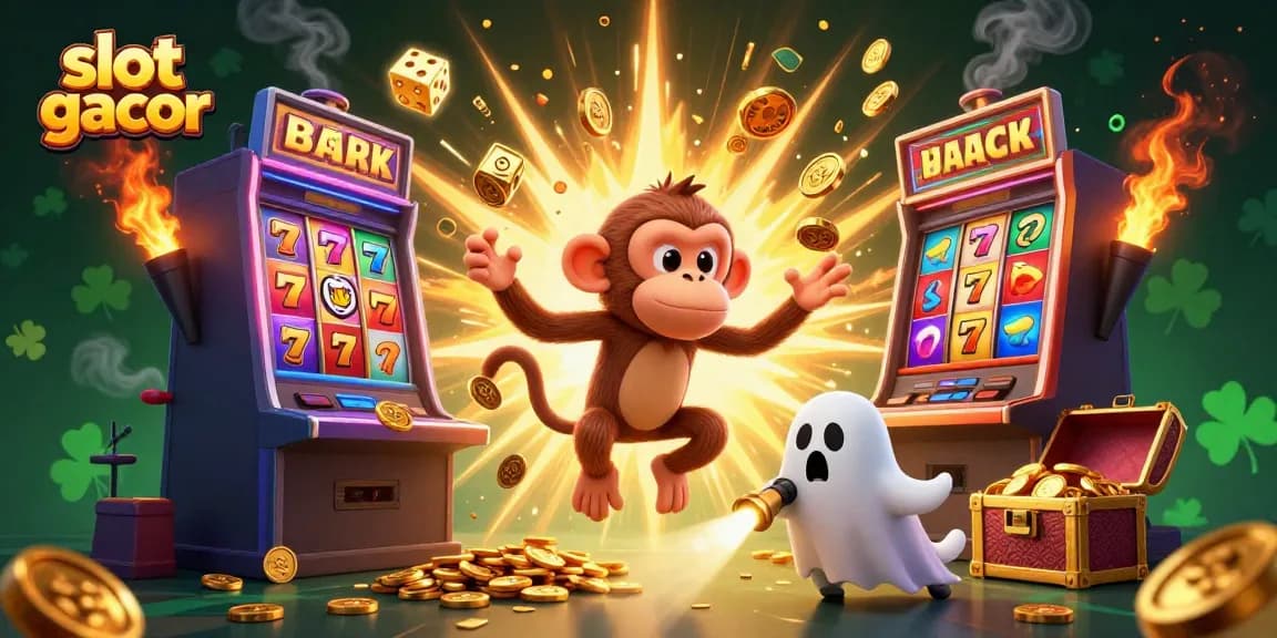 Engage with slot gacor excitement as the mischievous poltergeist monkey juggles golden treasures.