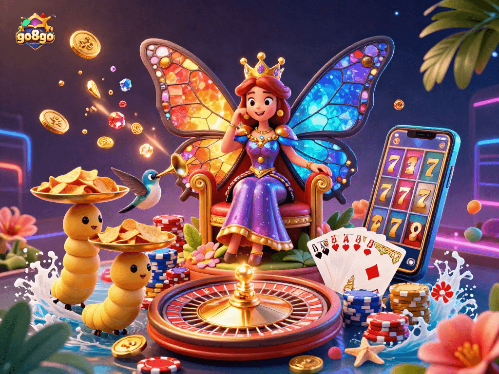 Play exciting games at go8go, where butterfly queen guides you through vibrant slots and casino action.