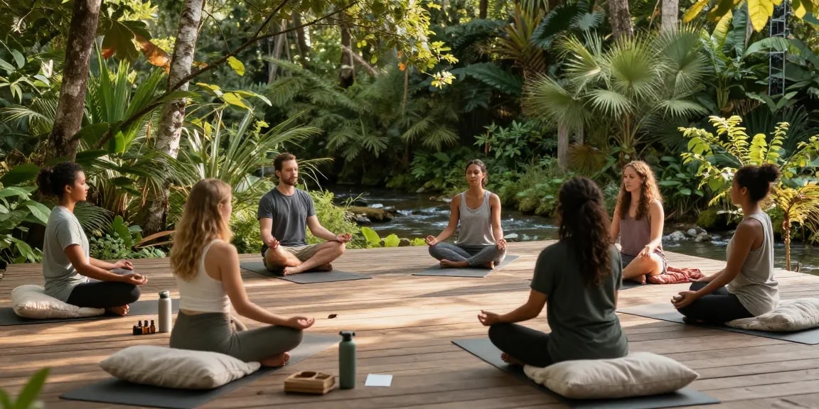 Motchill wellness retreat meditation scene in nature for relaxation