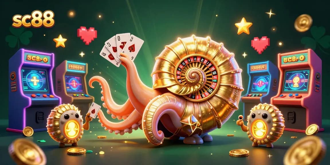 Experience thrilling slots and jackpot action at SC88 with detailed 3D casino illustration.