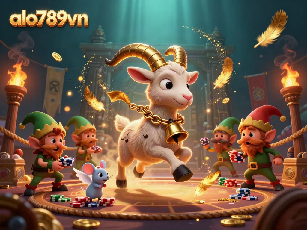Experience the excitement of alo789vn's animated casino scene with Krampus and lively characters.