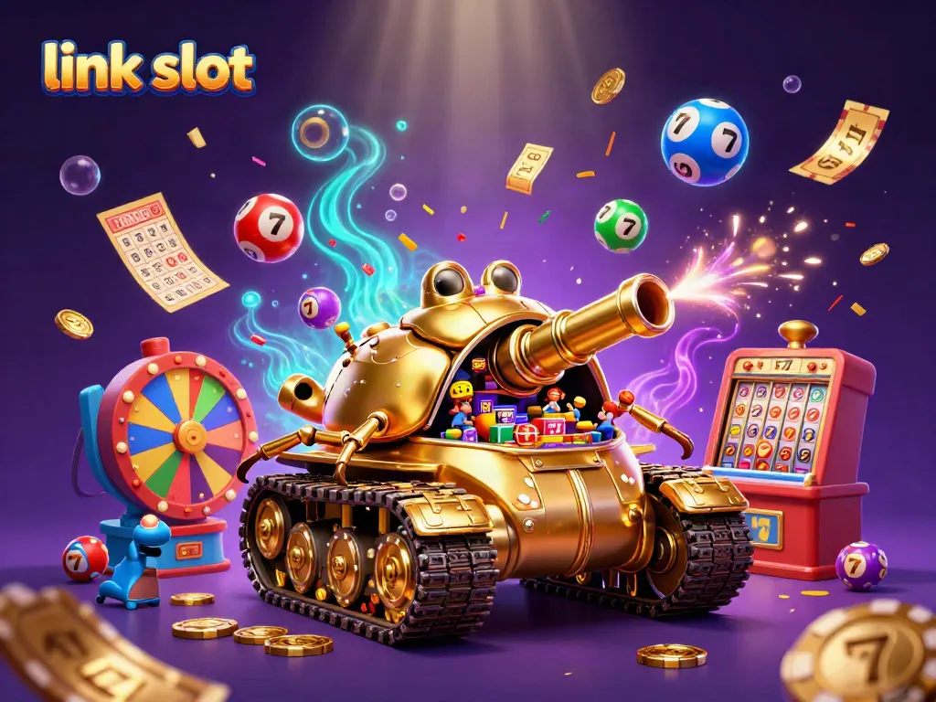 Experience the excitement of link slot games in a vibrant, dynamic casino scene