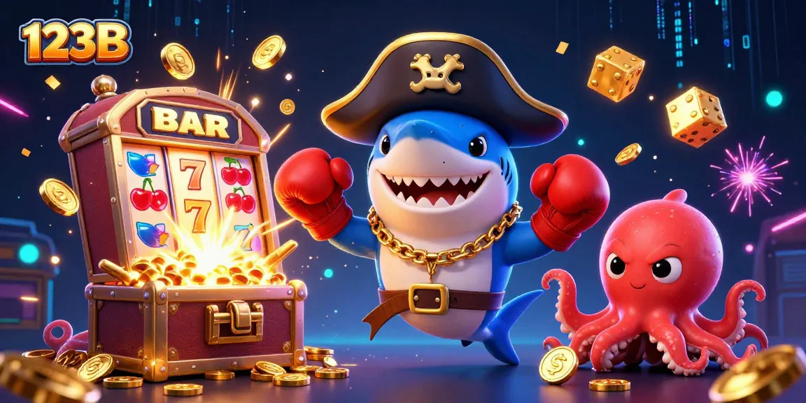 Experience exciting wins at 123B with dynamic casino characters and vibrant slot elements.