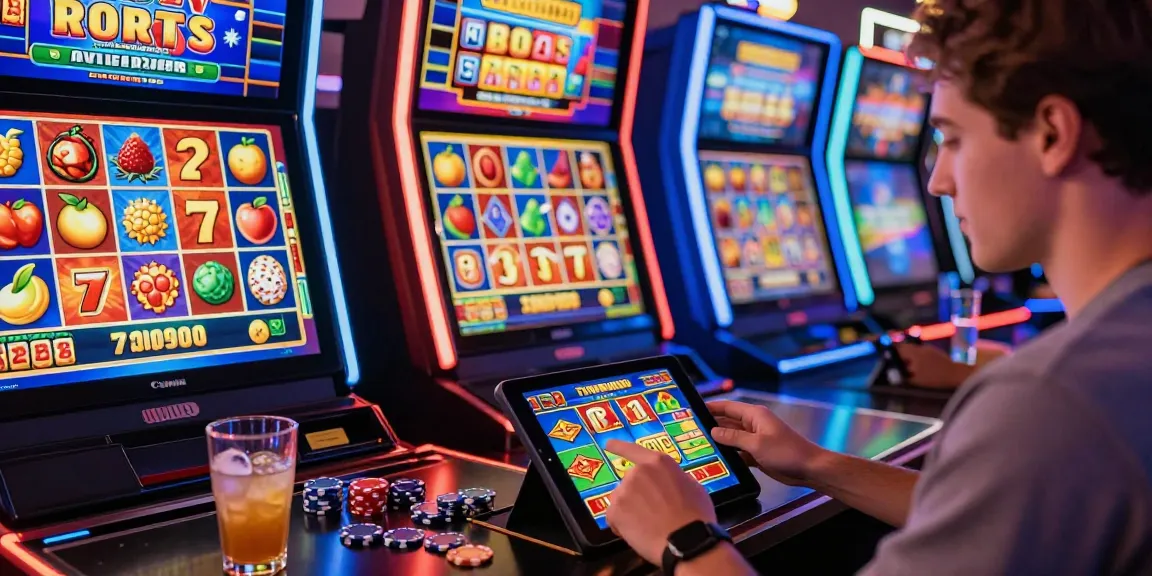 Player enjoying an exciting slot game at an online casino, showcasing vibrant gaming symbols.