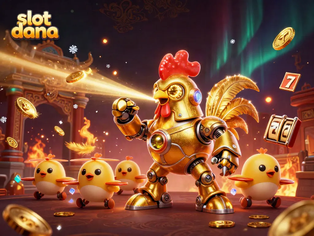 Permainan slot dana dengan burung robot dan jackpot, menciptakan kesan menarik.