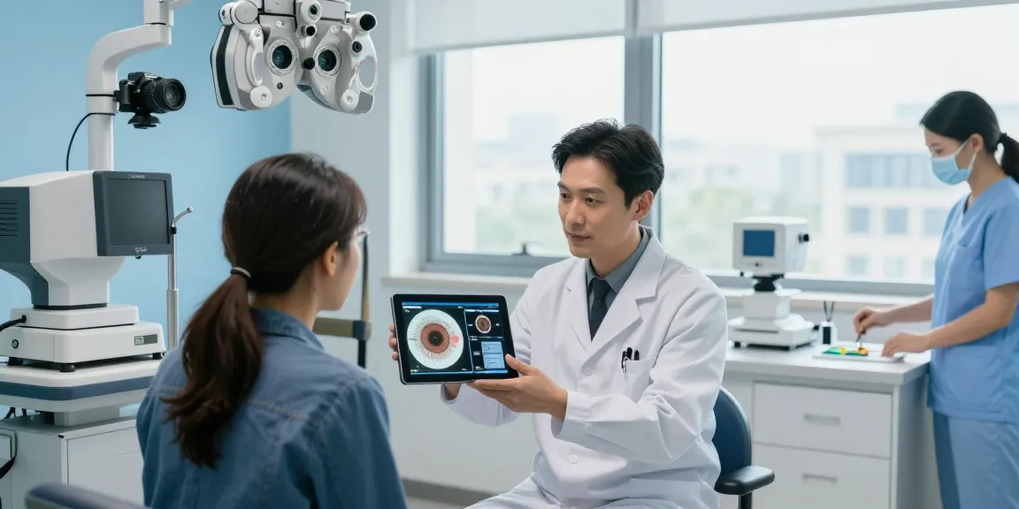 Consultation at SNU Eye Clinic showcasing 横浜 icl 評判 with patient and expert, highlighting personalized eye care.
