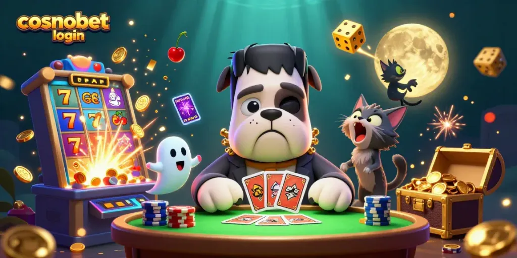 Experience the excitement of cosmobet login with vibrant casino characters and thrilling game elements.