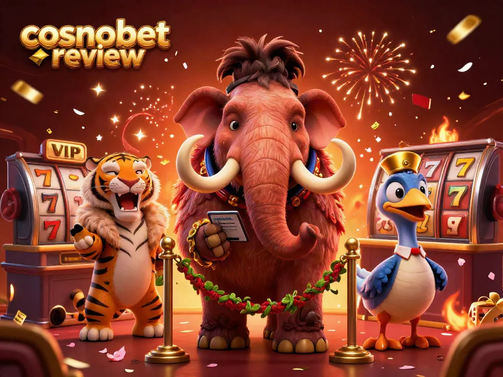 Experience the thrill of the Cosmobet review with vibrant casino characters and game elements.