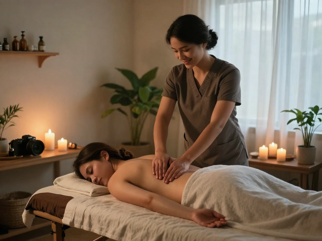 Experience soothing 도봉구출장마사지 in a tranquil home setting, with a professional therapist and relaxing ambiance.