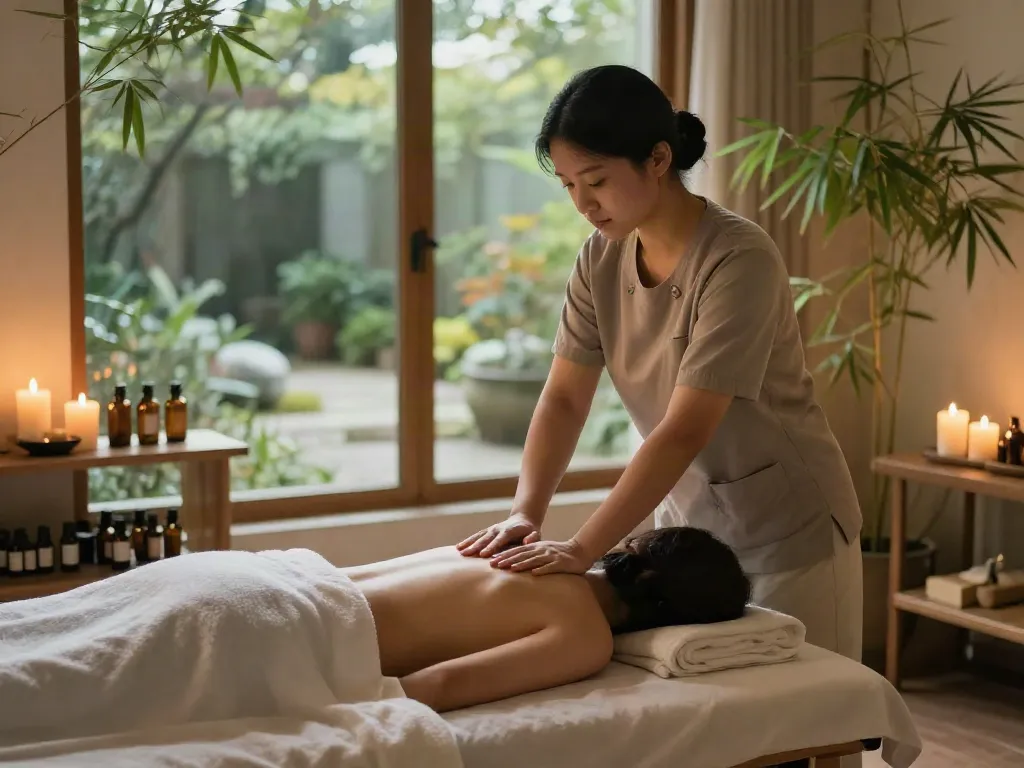 Serene wellness spa scene with 성북출장안마 highlighting relaxation and therapeutic massage.