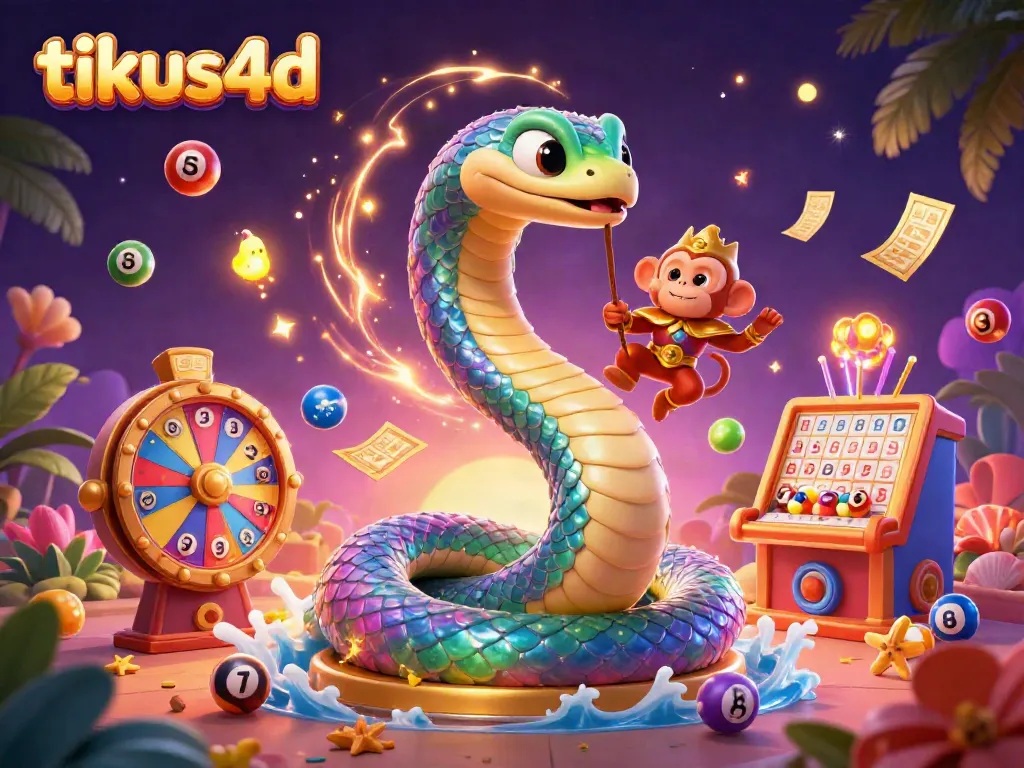 Experience the excitement of tikus4d lottery with vibrant 3D illustration featuring colorful lottery elements.