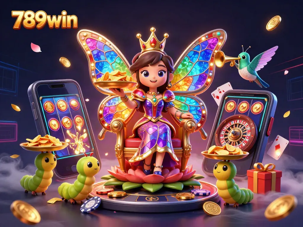 Engage in exciting gameplay at 789win with a colorful casino scene full of vibrant characters and games.