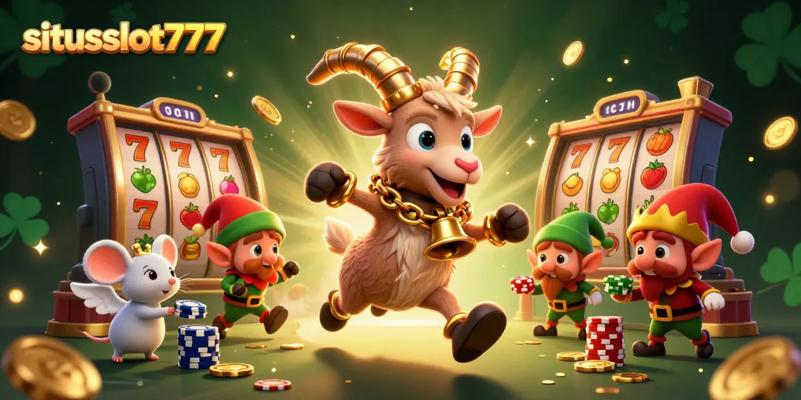 Experience the thrill of situsslot777 with a festive casino scene featuring Krampus and mischievous gremlins.