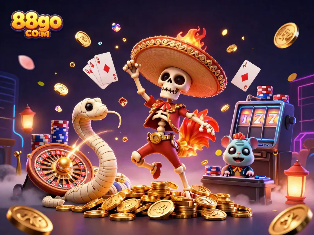 Win big at 88go com with exciting games captured in vibrant 3D art showcasing casino thrills.