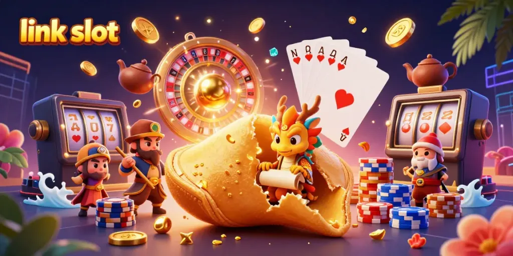 Experience the thrill of winning with link slot as golden treasures unfold in this vibrant casino scene.