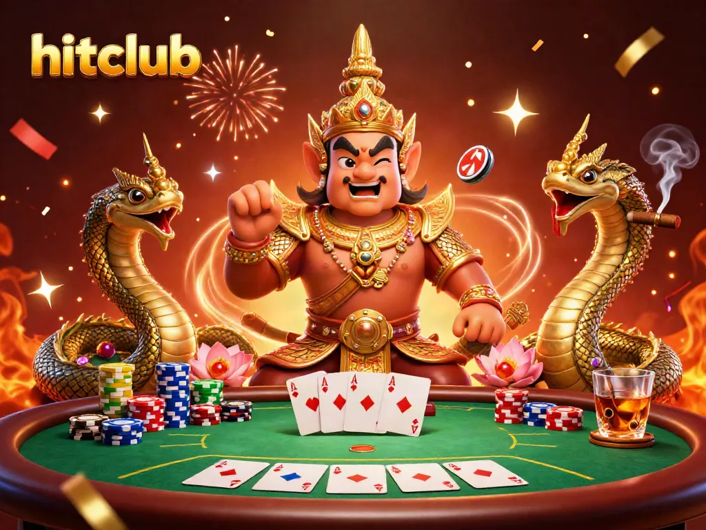 Engage in high-stakes poker with hitclub’s exciting 3D illustration featuring rich details and vibrant casino elements.