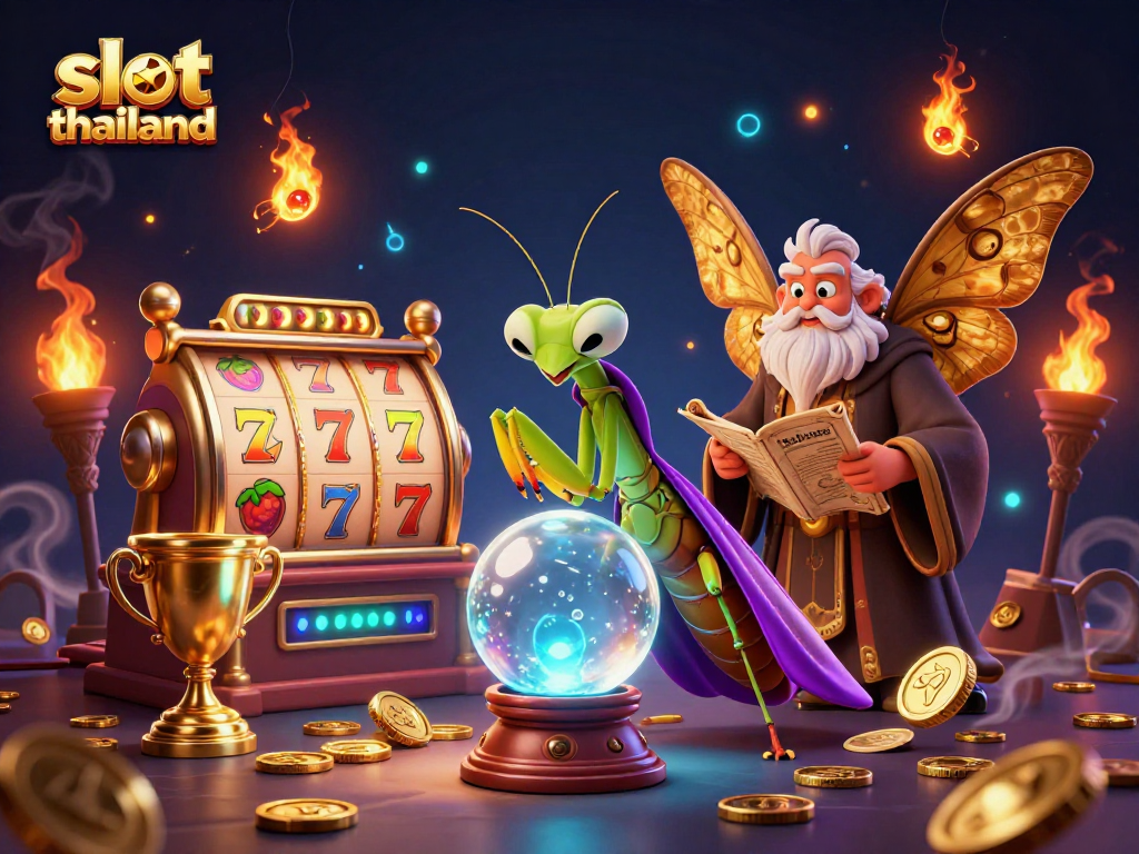 Engage in the vibrant world of slot thailand with a mystical scene featuring a fortune teller and wise moth