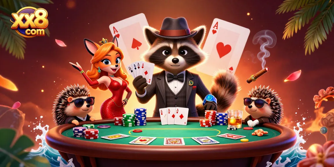 Engage with xx8 com in a lively casino themed scene showcasing poker excitement.