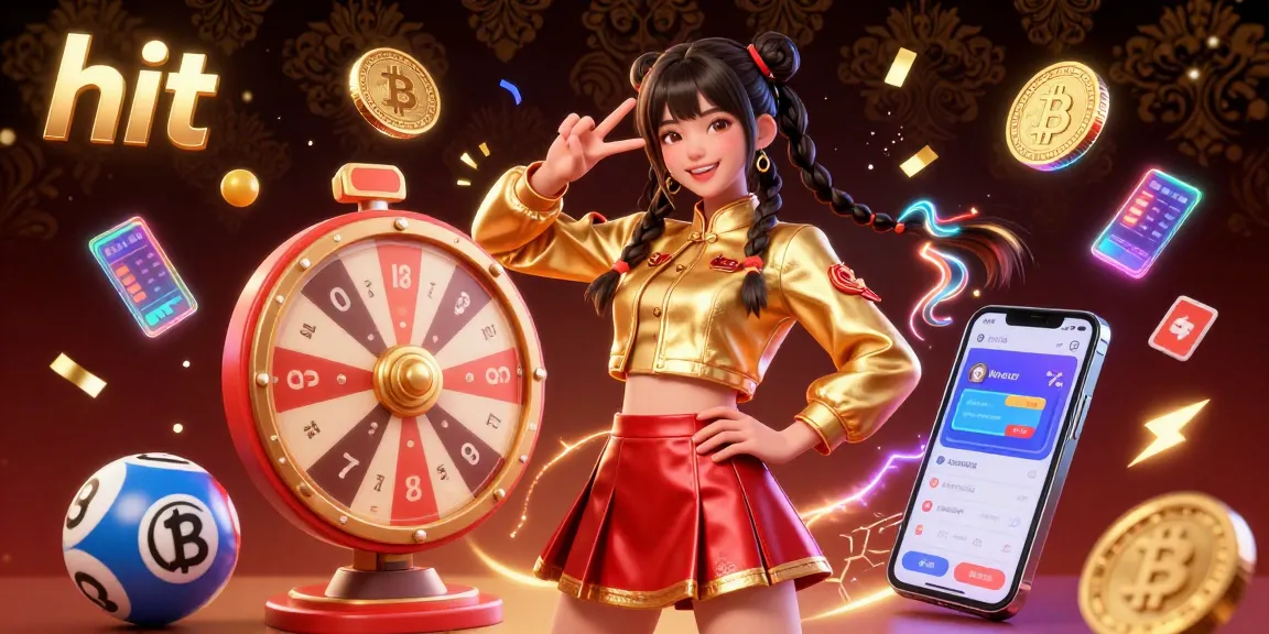 Hit with colorful 3D lottery balls and Bitcoin coins, celebrating big wins in a vibrant casino scene.