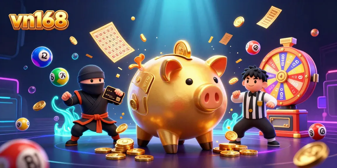 Spin the winning reels in vn168's vivid online casino atmosphere, featuring animated characters and games.