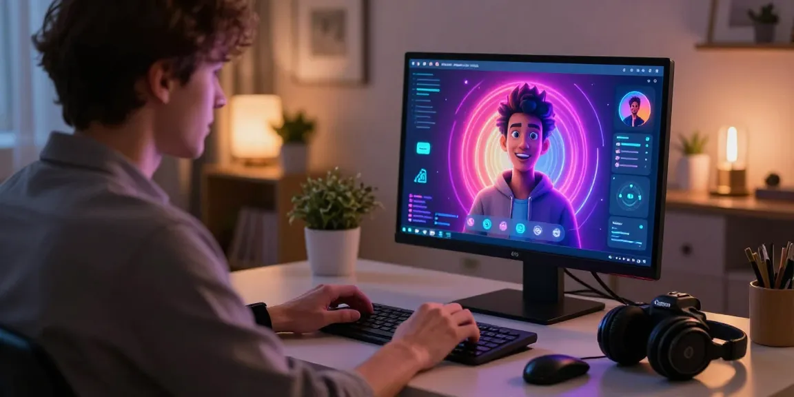 Immersive AI NSFW chat interaction with customized avatars in a vibrant digital environment