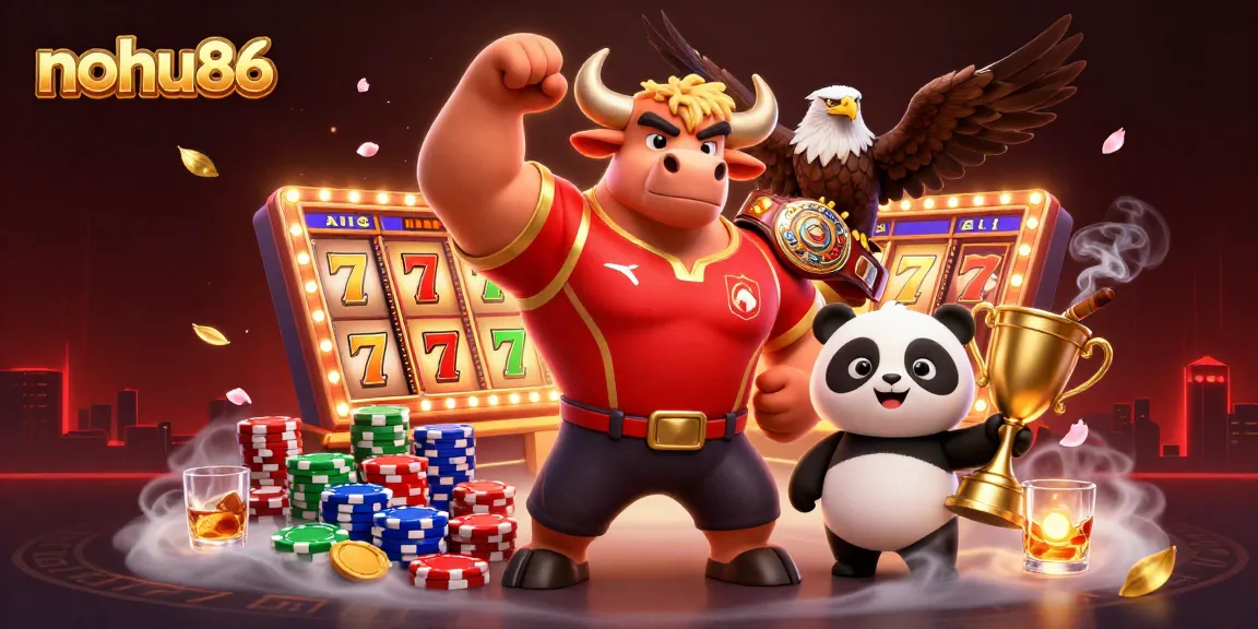 Experience the excitement of nohu86 with jackpot reels spinning, as our mascot celebrates victory!