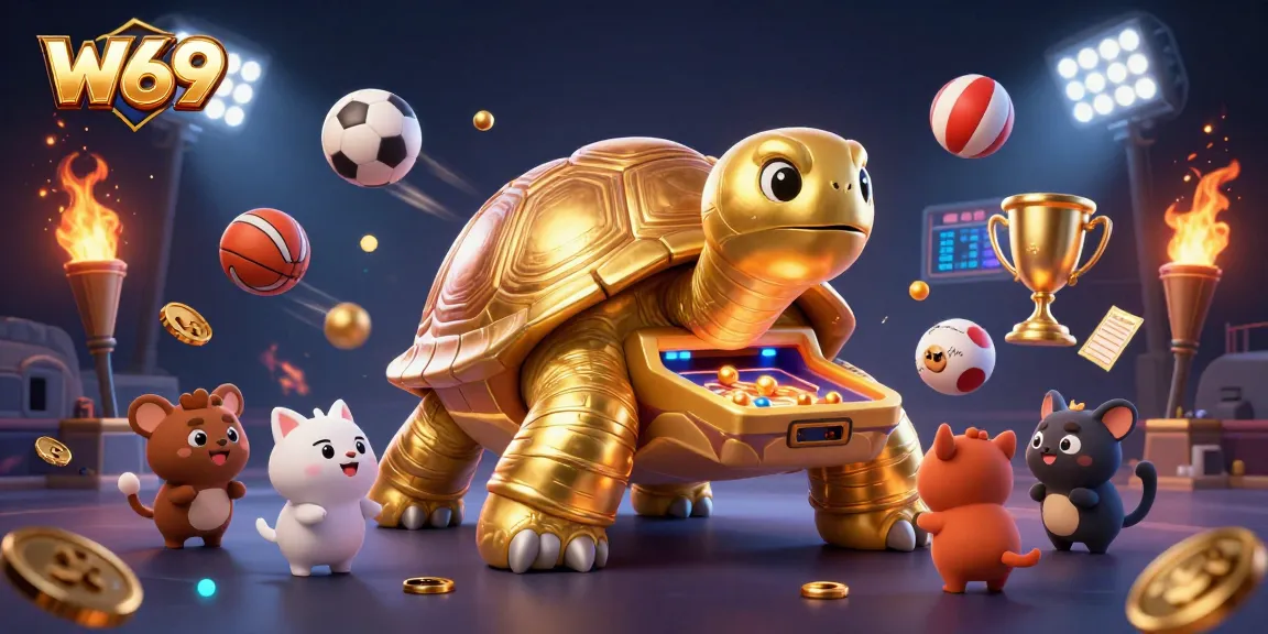Bet at W69 Casino where golden tortoises invite players to experience vibrant gaming excitement.