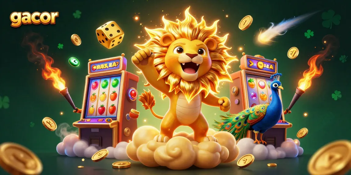 Experience gacor slots with a lively scene showcasing vibrant character action and winning elements.