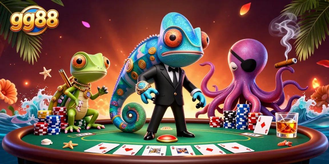 Experience thrilling poker action at gg88 with a vibrant 3D digital illustration.