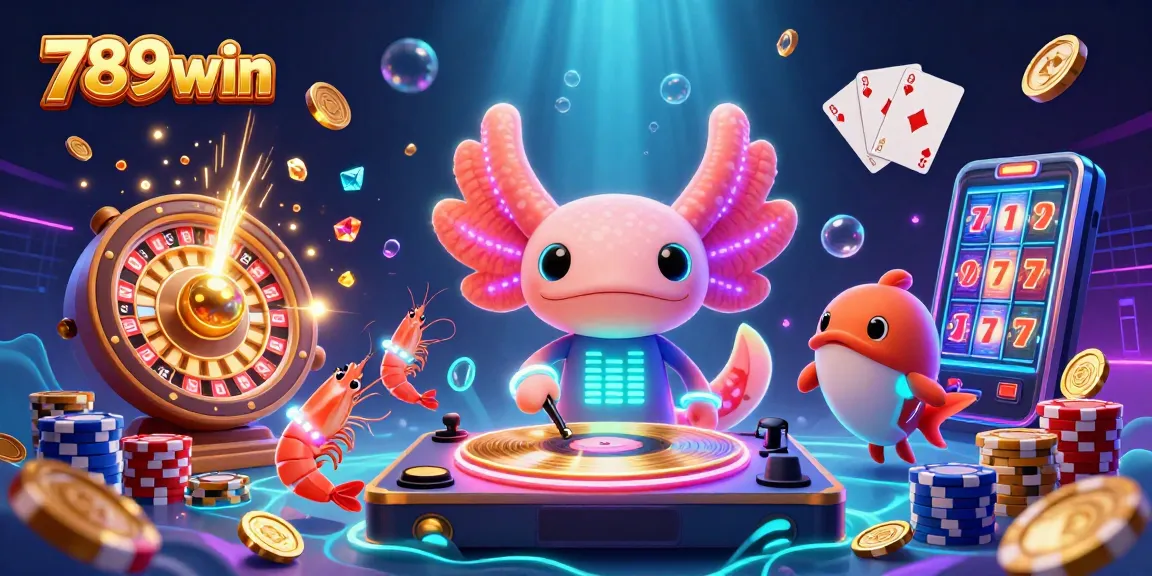 Spin and win big at 789win with a dynamic underwater casino party illustration featuring vibrant games and gold coins.