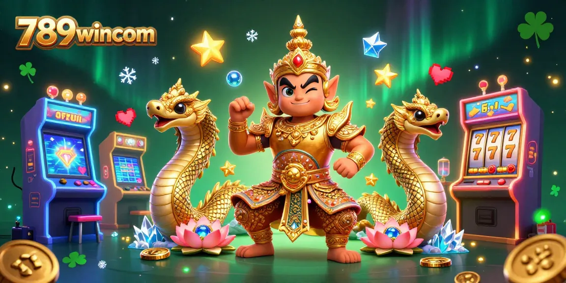 Engage in thrilling gaming experiences with 789wincom's vibrant casino-themed 3D illustration featuring magical guardians and modern elements.