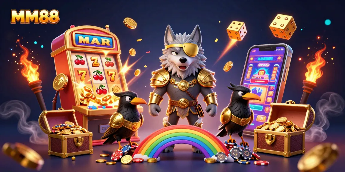 Engage with MM88 and experience thrilling casino excitement through a vibrant 3D illustration.