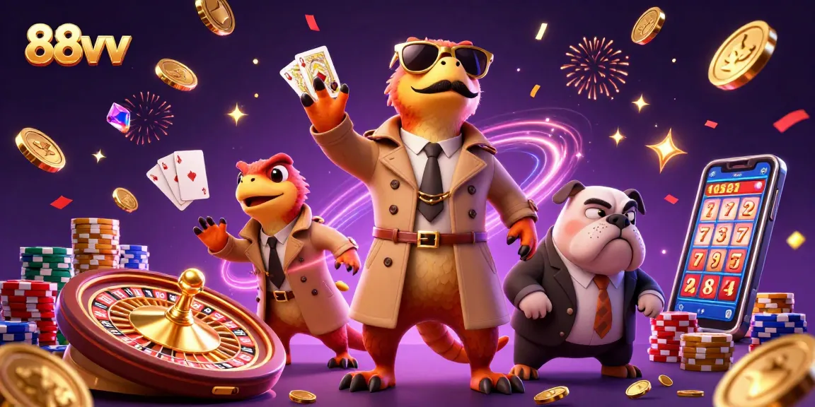 Spin to win at 88vv with raptors in disguise entering a glamorous casino scene.