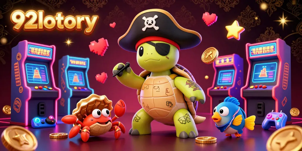 Engaging scene of 92lottery's vibrant gaming world with animated characters and casino elements.