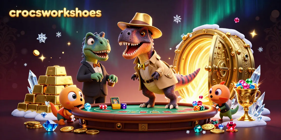 Crocsworkshoes depict thrilling blackjack scene with veloci-raptor card counter, engaging visuals.